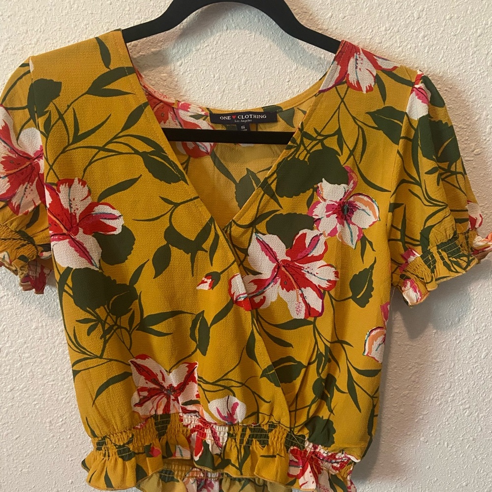 One Clothing Yellow Floral Blouse